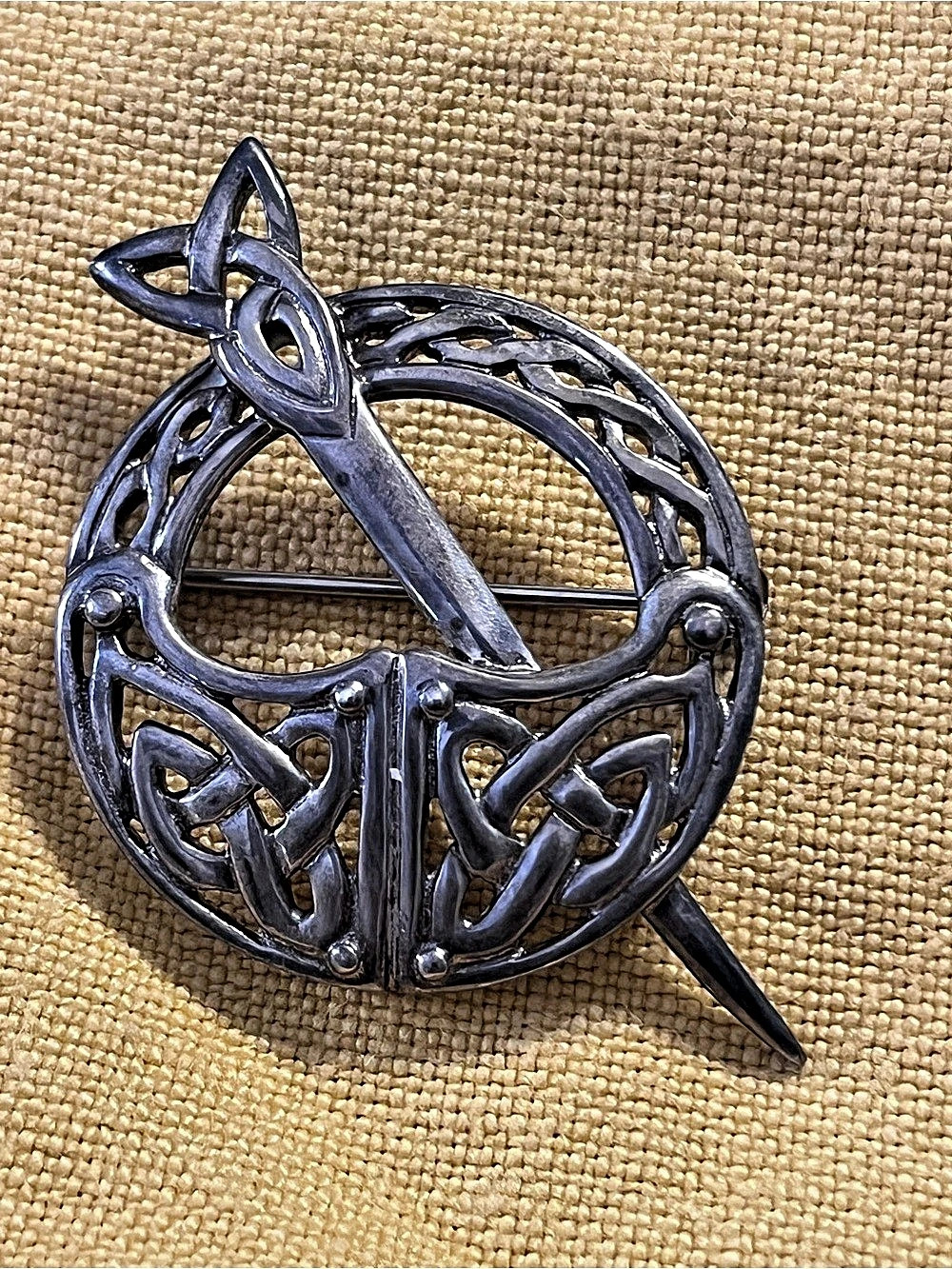 Vintage Silver 925 Irish Tara Brooch Celtic Knot Penannular Cloak Pin
